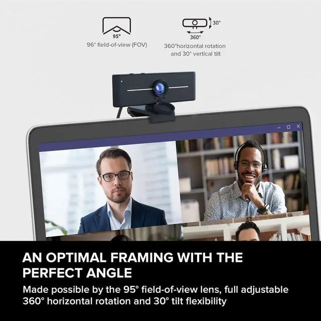 Alt view image 5 of 6 - Cam Sync 4K UHD USB Webcam with Backlight Compensation, Up to 40 FPS, 95° Wide-Angle Lens, Privacy Lens, Built-in Mics, Plug & Play for PC and Mac