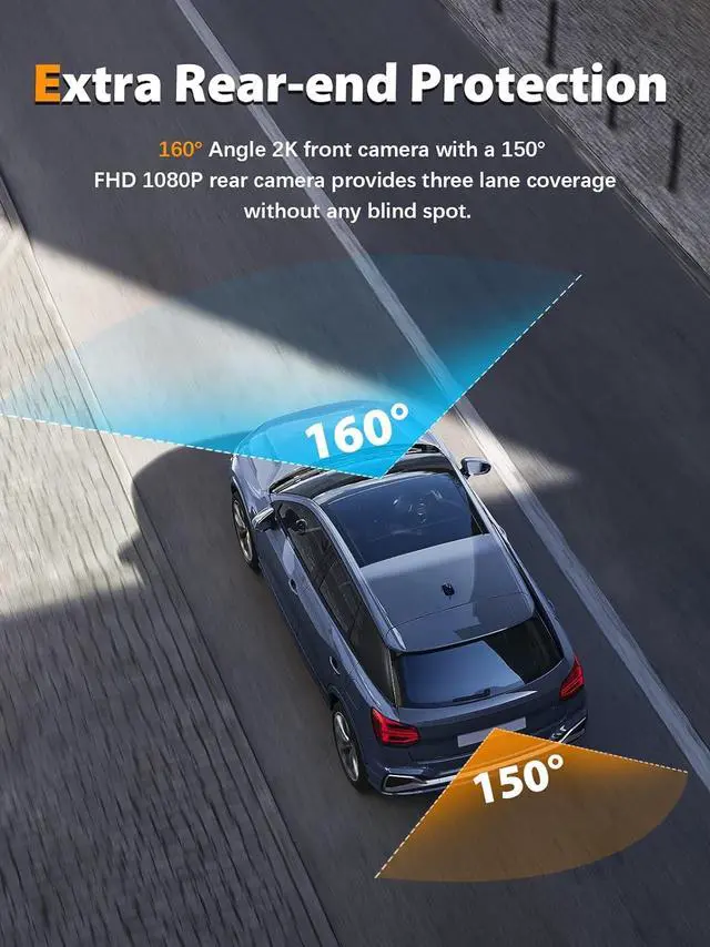 Alt view image 4 of 7 - Dash Cam Front and Rear 2K+1080P, Free 64GB SD Card, Built-in WiFi, 4K Single Front Dash Camera for Cars, Car Camera, Dual Dashcams for Cars with Night Vision, 24 Hours Parking Monitor, Loop Recording