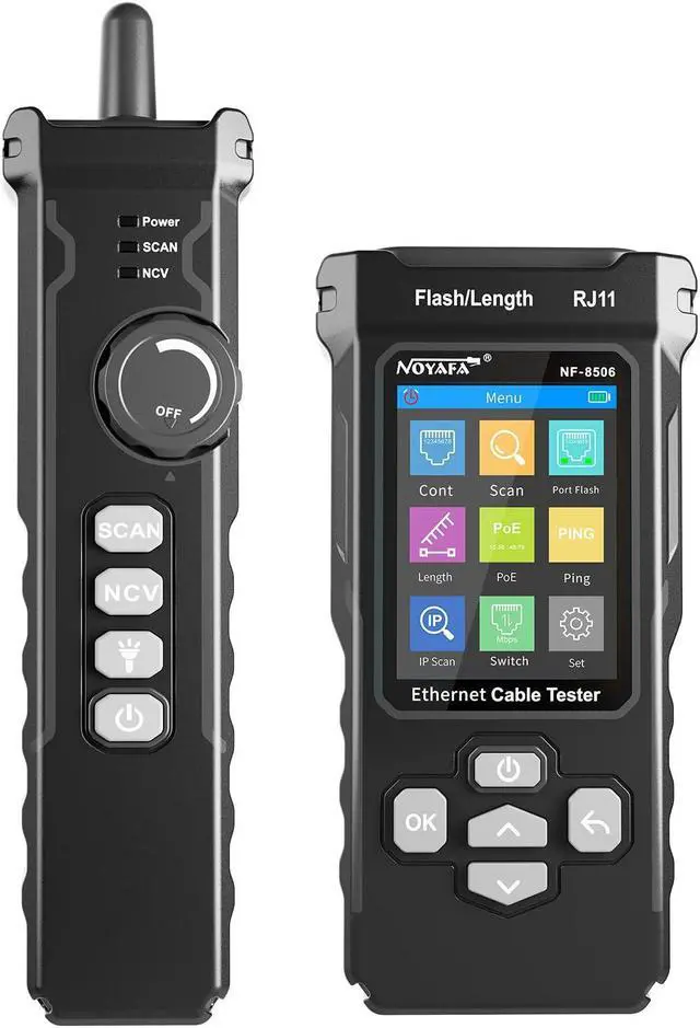 Main image of Network Cable Tester with IP Scanner, TDR CAT5 CAT6 Ethernet Cable Tester, PoE PingTest, Network Rate Test, Port Flashing, Network Tester Cable Toner for RJ11 RJ45 Ethernet LAN