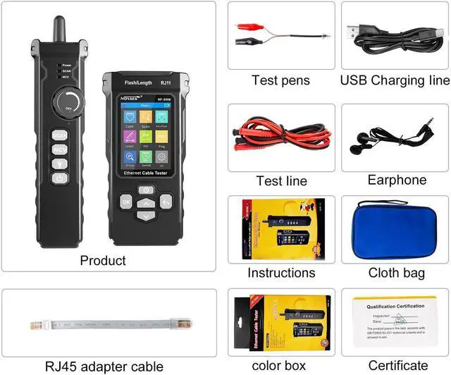 Alt view image 2 of 7 - Network Cable Tester with IP Scanner, TDR CAT5 CAT6 Ethernet Cable Tester, PoE PingTest, Network Rate Test, Port Flashing, Network Tester Cable Toner for RJ11 RJ45 Ethernet LAN