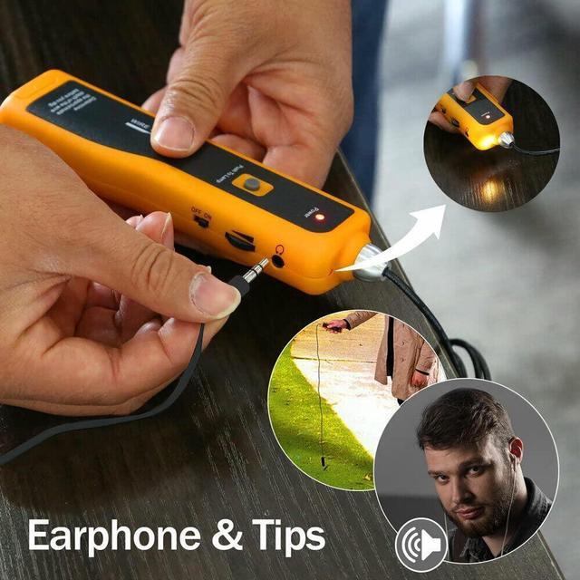 Alt view image 3 of 7 - Underground Wire Locator, Underground Cable Locator for Pet Fence Buried Sprinkler Valve, Cable Tester for Locating Irrigation Tone Generator Kit Probe, Electrical Wire Tracer with Earphone