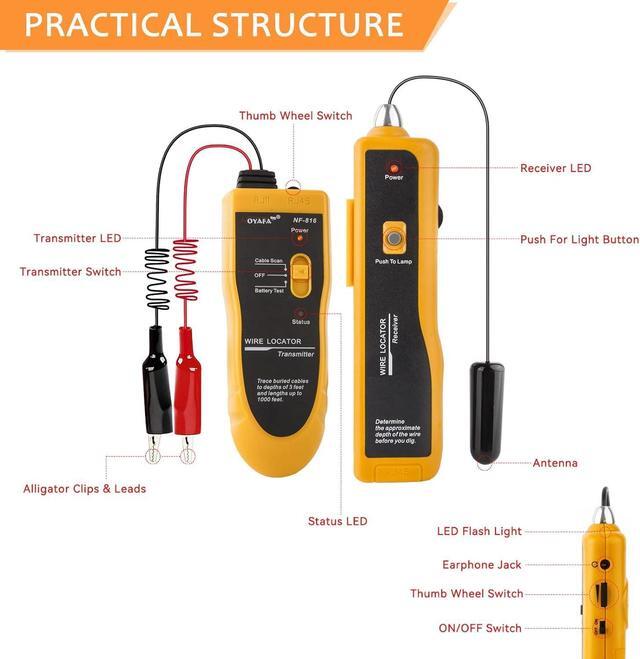 Alt view image 6 of 7 - Underground Wire Locator, Underground Cable Locator for Pet Fence Buried Sprinkler Valve, Cable Tester for Locating Irrigation Tone Generator Kit Probe, Electrical Wire Tracer with Earphone
