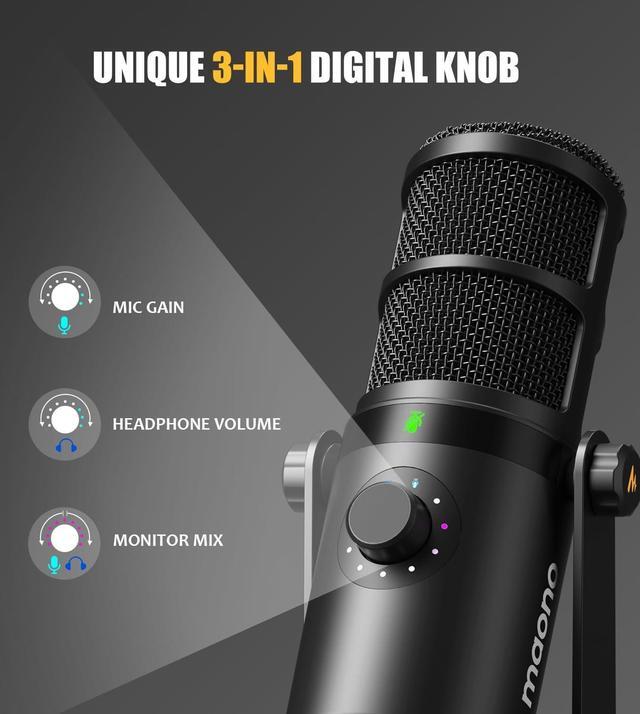 Alt view image 5 of 7 - Dynamic Microphone, USB/XLR Podcast PC Microphone with Software, EQ,Tap-to-Mute, Headphone Jack, Gain Knob & Volume Control, Studio Mic for Broadcast, Recording, Streaming & Gaming (PD400X)