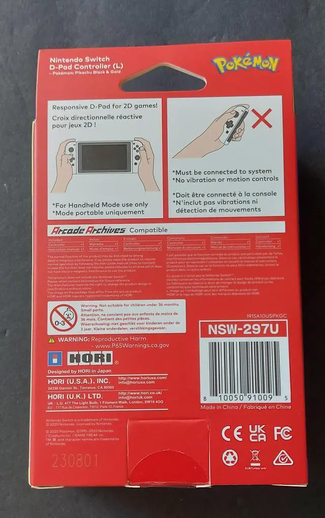 Alt view image 2 of 7 - Hori D-Pad (Pikachu Black & Gold) - Nintendo Switch