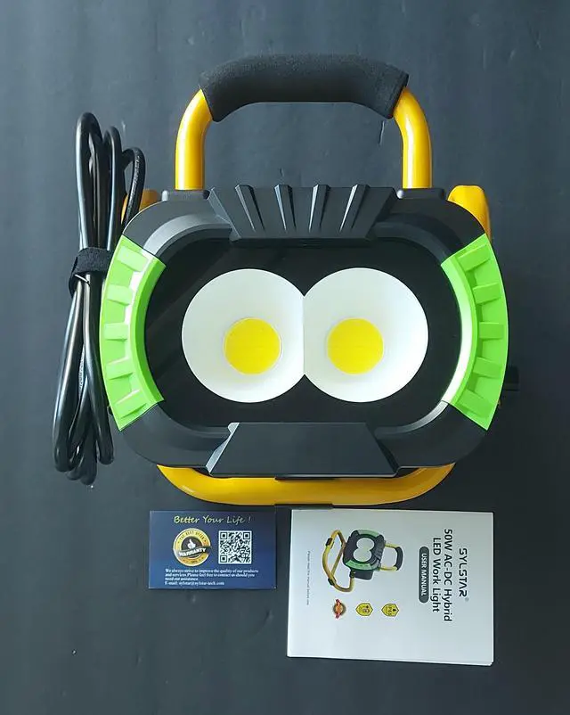 Alt view image 6 of 7 - 5000LM LED Work Light Rechargeable 50W AC/DC Hybrid Portable Jobsite Floodlight