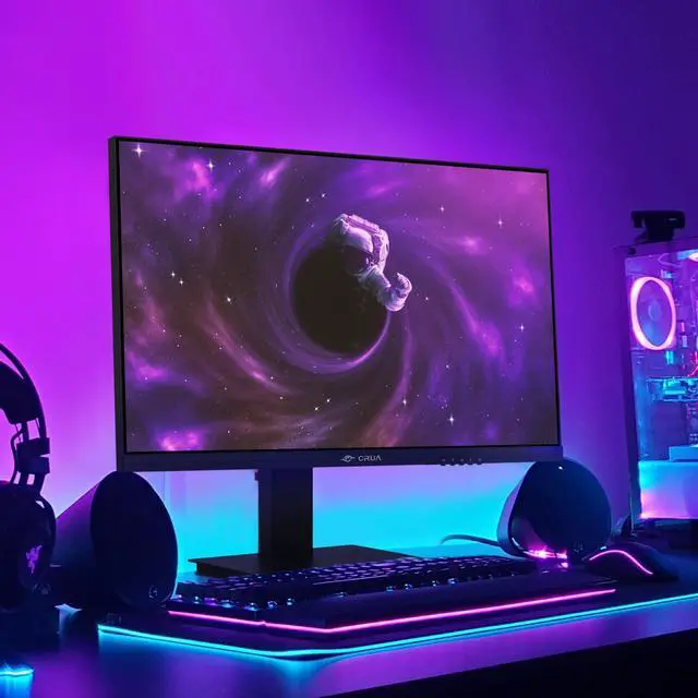 Alt view image 7 of 7 - CRUA 24.5Inch Gaming Monitor 144Hz/165Hz, FHD 100% sRGB Computer Monitor, Height/Pivot/Swivel/Tilt Adjustable Vertical Monitor, Support FreeSync, DisplayPort, HDMI, Wall Mount (75mmX75mm)