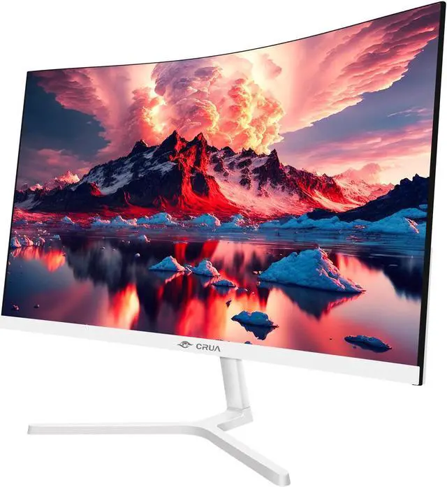 Alt view image 2 of 7 - CRUA 24 Inch Curved Monitor, FHD(1920×1080p) 100HZ 99% sRGB Computer Monitors, LED Filter Blue Light 178° Wide Viewing Angle PC Monitor for Home, Office and Dormitory(HDMI, VGA)-White