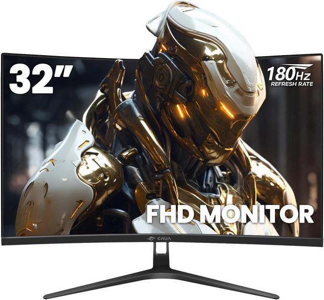 CRUA 32 180Hz Curved Gaming Monitor,1800R Display,1ms(GTG) Response  Time,Full HD 1080P for Computer,Laptop,ps4,Switch,Auto Support Freesync and  Low Motion Blur,DP,HDMI Port-Black 