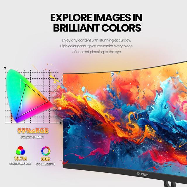Alt view image 6 of 7 - CRUA 30" Curved Gaming Monitor, 100Hz Ultrawide Computer Monitor, WFHD(2560*1080P)VA Screen,21:9,1500R,99%sRGB, PC Monitors Support FreeSync, With HDMI/DP, Support Wall Mount- Black
