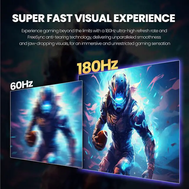 Alt view image 5 of 7 - CRUA 32" Curved Gaming Monitor, 144Hz/180Hz Display, FHD(1920*1080P) VA Screen, 1800R, 100%sRGB, Computer Monitor that Support AMD Freesync, HDMI/Displayport, Wall Mountable Installs-Black