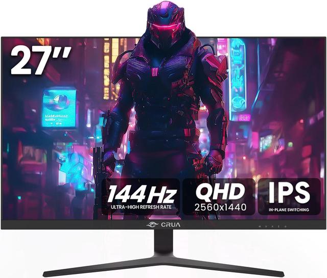 crua 27 inch gaming monitor qhd 1440p 144hz ips