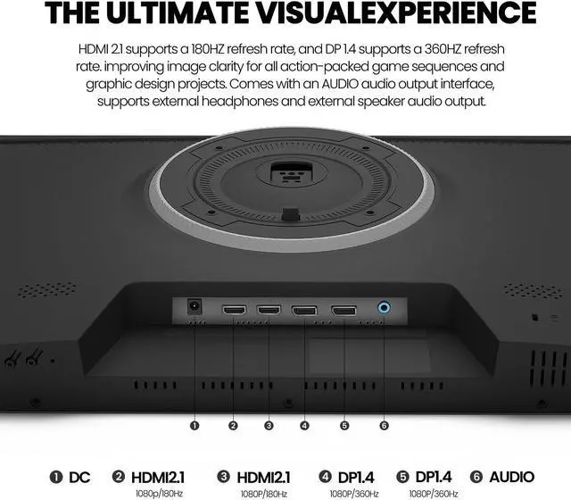 Alt view image 4 of 5 - CRUA 27Inch Gaming Monitor, IPS 360Hz Computer Monitor FHD(1920*1080P), 99%sRGB, PC Monitor That compatible AMD Freesync, HDMI 2.1 & Displayport 1.4, Support Wall Mountable Installs-Black