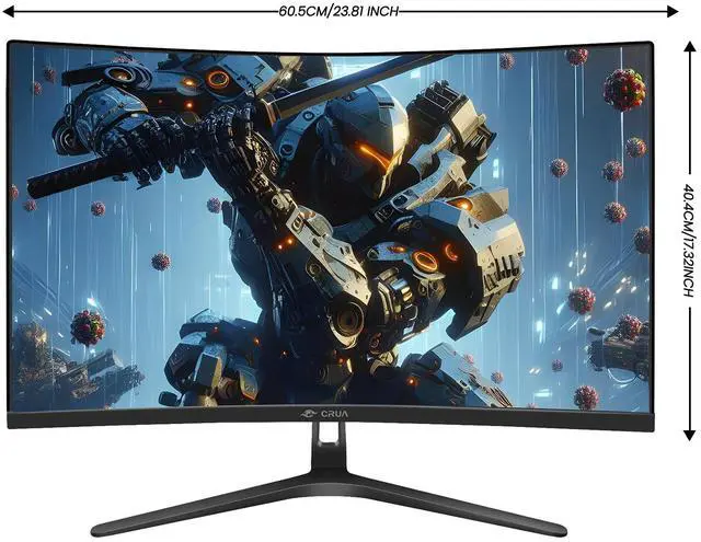 Alt view image 7 of 7 - CRUA 27 280Hz Curved Gaming Monitor  1080P FHD, 1800R VA Panel, 120% sRGB, FreeSync, Low Blue Light, HDMI & DP, Wall Mountable  Black