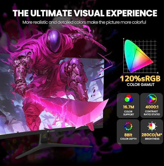 Alt view image 3 of 14 - CRUA 27" Curved Monitor, FHD(1920x1080P) VA Panel, 100HZ, 120% sRGB Professional Computer Monitor, Narrow Bezels on Three Sides, Blue Light Filter, Office and Dormitory(HDMI, VGA)-Black