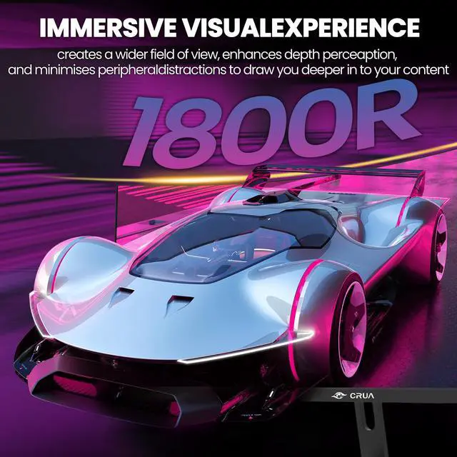 Alt view image 5 of 14 - CRUA 27" Curved Monitor, FHD(1920x1080P) VA Panel, 100HZ, 120% sRGB Professional Computer Monitor, Narrow Bezels on Three Sides, Blue Light Filter, Office and Dormitory(HDMI, VGA)-Black