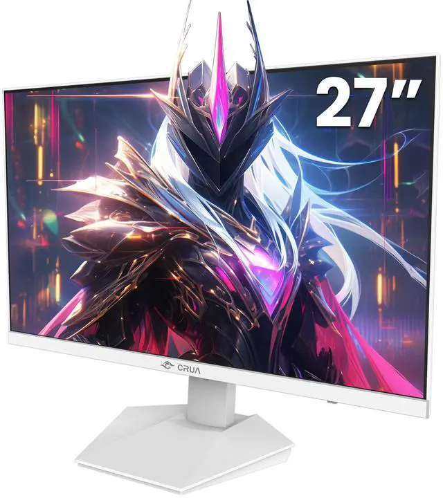 Alt view image 2 of 14 - CRUA 27" 240Hz Gaming Monitor, 2k QHD(2560 * 1440P) IPS Screen Computer Monitor, Supports AMD Freesync, 120% sRGB, Blue Light Filter, Built-in Speakers, Wall Mountable Installs(HDMI 2.0/DP 1.4)-White