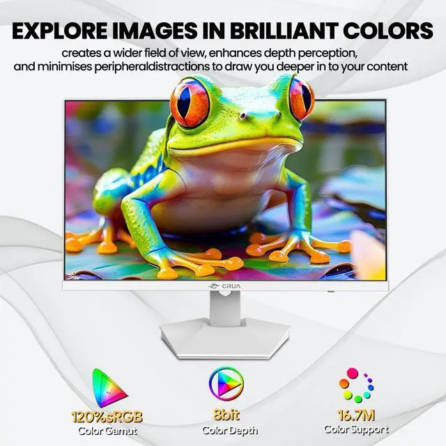 Alt view image 5 of 14 - CRUA 27 White 4K UHD Monitor  IPS Panel, 3840×2160 Resolution, 60Hz Refresh, 120% sRGB Wide Color, FreeSync, USB Type-C, HDMI & DP, Eye-Care Tech, VESA Mountable for Work, Streaming & Home Office