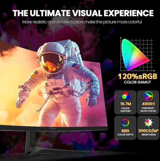 Alt view image 3 of 12 - CRUA 34 WQHD Ultrawide Gaming Display 21:9 Curved 3440×1440, 165Hz/144Hz Smooth Motion, 1500R VA Panel, 120% sRGB, FreeSync, PIP/PBP, HDMI 2.0 & DP 1.4, VESA Mount Ready Black