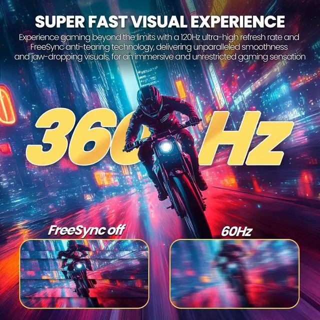 Alt view image 4 of 7 - CRUA 27 Inch Gaming Monitor 360HZ, 2K QHD 2560x1440 IPS Panel White Computer Monitors with Built in Speakers, Support AMD FreeSync, 120% sRGB, Blue Light Filter, DP1.4 & HDMI2.1, Wall Mountable