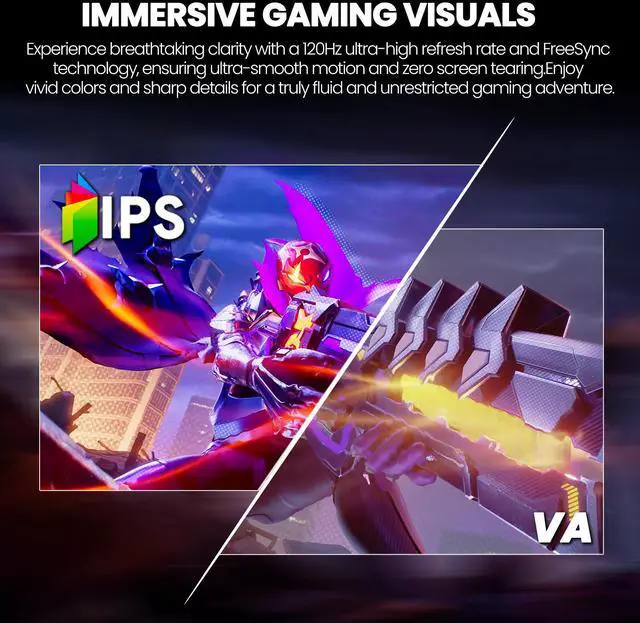 Alt view image 5 of 7 - CRUA 27 Inch Gaming Monitor 360HZ, 2K QHD 2560x1440 IPS Panel White Computer Monitors with Built in Speakers, Support AMD FreeSync, 120% sRGB, Blue Light Filter, DP1.4 & HDMI2.1, Wall Mountable