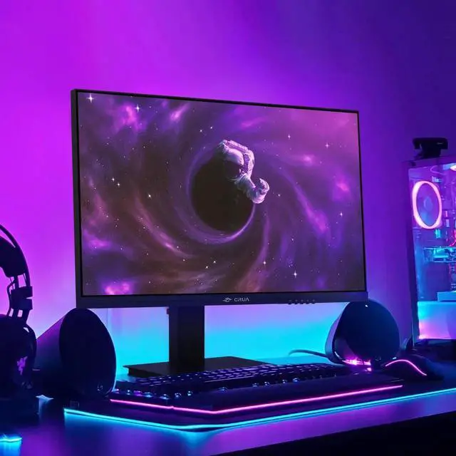 Alt view image 7 of 7 - CRUA 24.5" Gaming Monitor, FHD 1920×1080, 165Hz, 3ms, 120% sRGB, FreeSync, Height/Pivot/Swivel/Tilt Adjustable Computer Monitor, HDMI 2.0, DP 1.2, VESA, PC Monitor