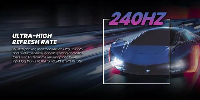 Alt view image 4 of 7 - CRUA 27" Gaming Monitor, QHD 2560×1440 IPS Display, 240Hz, AMD FreeSync, 120% sRGB, Built-in Speakers, HDMI 2.0 & DP 1.4, VESA Mount, White Computer Monitor