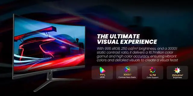 Alt view image 5 of 7 - CRUA 27" Gaming Monitor, QHD 2560×1440 IPS Display, 240Hz, AMD FreeSync, 120% sRGB, Built-in Speakers, HDMI 2.0 & DP 1.4, VESA Mount, White Computer Monitor