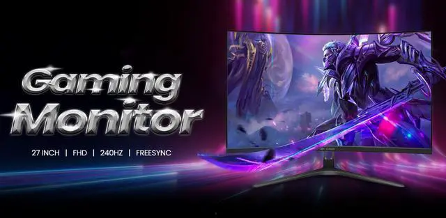 Alt view image 6 of 7 - CRUA 27" Gaming Monitor, QHD 2560×1440 IPS Display, 240Hz, AMD FreeSync, 120% sRGB, Built-in Speakers, HDMI 2.0 & DP 1.4, VESA Mount, White Computer Monitor