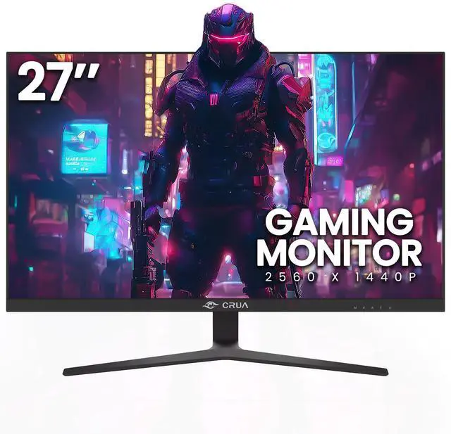 Main image of CRUA 27" Gaming Monitor, QHD 2560×1440 120Hz IPS Computer Monitor, 120% sRGB, AMD FreeSync, HDMI 2.0 & DisplayPort 1.2, Low Blue Light, Frameless PC Monitor, Tilt Adjustable, Wall Mount, Black