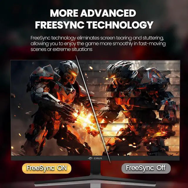 Alt view image 6 of 7 - CRUA 27" Gaming Monitor, 360Hz IPS Computer Monitor, FHD 1920×1080, 120% sRGB, AMD FreeSync Compatible, 2×HDMI 2.0, 2×DisplayPort 1.4, VESA Mount, Black