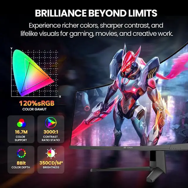 Alt view image 3 of 7 - CRUA 45" DQHD 240Hz Curved Gaming Monitor, 5120x1440 32:9 Ultrawide Monitor, 1500R VA, 120% sRGB, FreeSync, Built-in Speakers, HDMI 2.1, DP 1.4, 100x100mm Wall Mount, Black