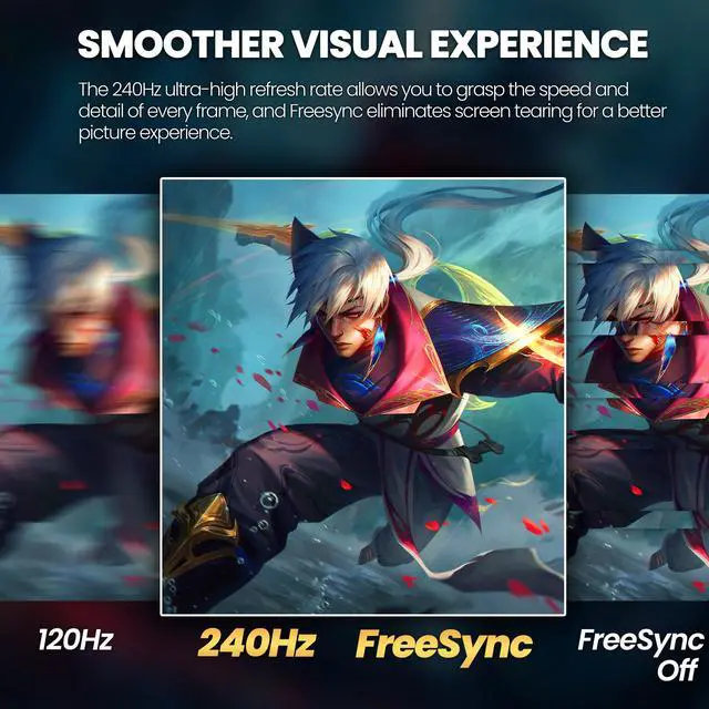 Alt view image 5 of 7 - CRUA 45" DQHD 240Hz Curved Gaming Monitor, 5120x1440 32:9 Ultrawide Monitor, 1500R VA, 120% sRGB, FreeSync, Built-in Speakers, HDMI 2.1, DP 1.4, 100x100mm Wall Mount, Black