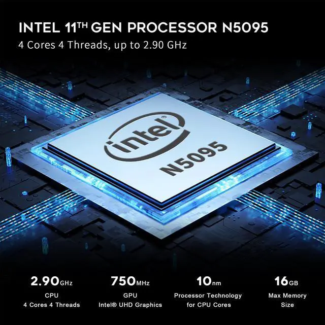 Alt view image 3 of 7 - Beelink Mini PC  Intel  N5095(up to 2.9GHz),  8GB DDR4 RAM, 128GB SSD, Dual HDMI,1000M LAN