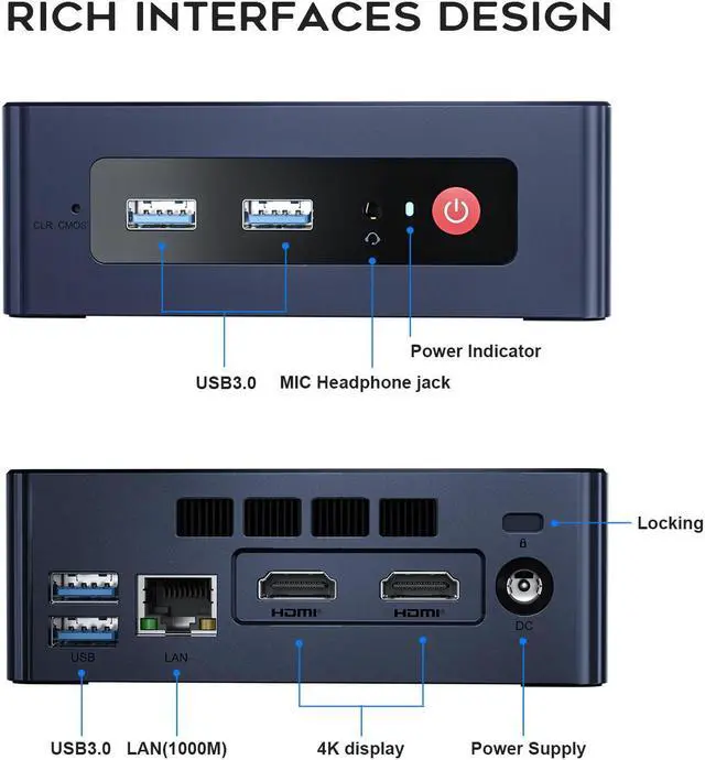 Alt view image 6 of 7 - Beelink Mini PC  Intel  N5095(up to 2.9GHz),  8GB DDR4 RAM, 128GB SSD, Dual HDMI,1000M LAN