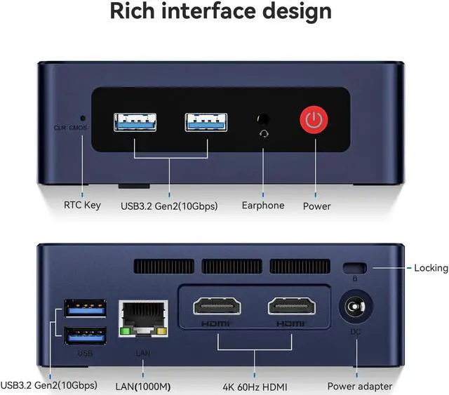 Alt view image 6 of 7 - Beelink MINI PC  N95 MINI S 12 (up to 3.4GHz),8GB DDR4 RAM, 256GB SSD,PCIE,WiFi5,Bluetooth 4.2 office mini pc