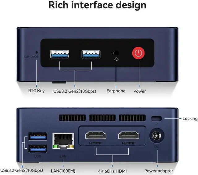 Alt view image 6 of 7 - Beelink MINI PC  N95 MINI S 12 (up to 3.4GHz),16GB DDR4 RAM, 500GB SSD,PCIE,WiFi5,Bluetooth 4.2 office mini pc