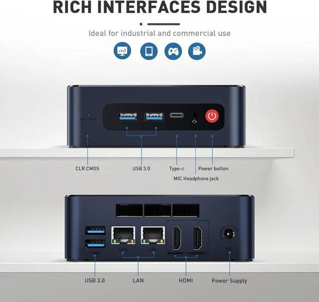 Alt view image 6 of 7 - Beelink Mini PC U59 Pro Intel  N5105 (up to 2.9 GHz),16GB RAM 500G SSD,Dual 1000M LAN,Triple Display 4K