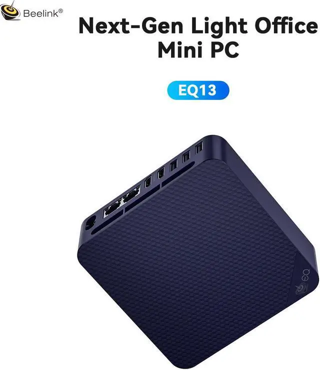 Alt view image 2 of 7 - Beelink EQ13 Mini PC Intel N200(up to 3.7GHz),16GB DDR4 500G PCIe3.0 SSD,built in Power, Dual LAN 1000 Mbps,Support 4K Dual HDMI,Wifi 6 Bluetooth 5.2