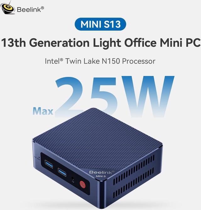 Alt view image 2 of 7 - Beelink Mini PC N150 Intel 13th Gen (up to 3.6GHz), Mini S13 16GB DDR4 RAM 500GB SSD,W11,Dual 4K Display LAN 1000M
