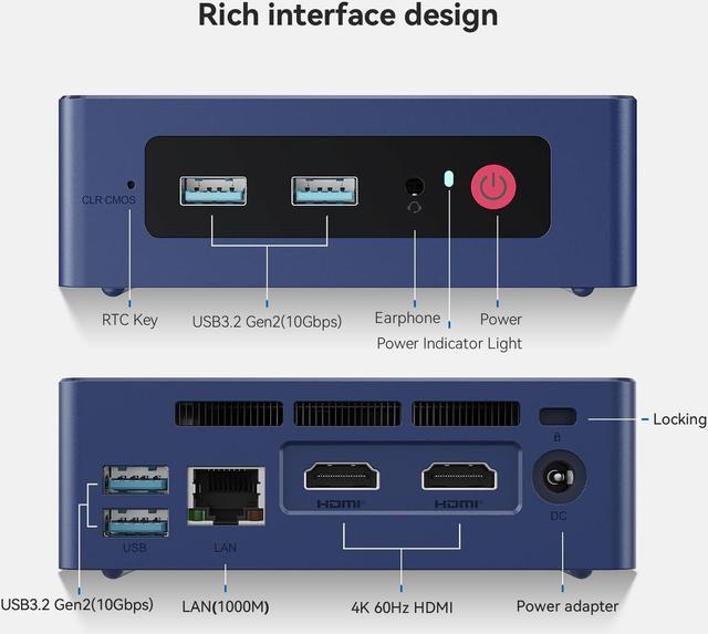 Alt view image 6 of 7 - Beelink Mini PC N150 Intel 13th Gen (up to 3.6GHz), Mini S13 16GB DDR4 RAM 500GB SSD,W11,Dual 4K Display LAN 1000M