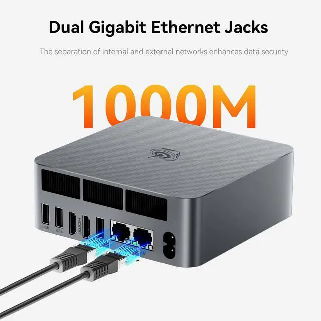 Alt view image 6 of 7 - Beelink EQR6 Mini PC, AMD Ryzen7 6800H(up to 4.7GHz),32G LPDDR5,RAM 500G NVME SSD, Dual 1000Mbps Ethernet LAN, Dual HDMI,WiFi6,Bluetooth5.2