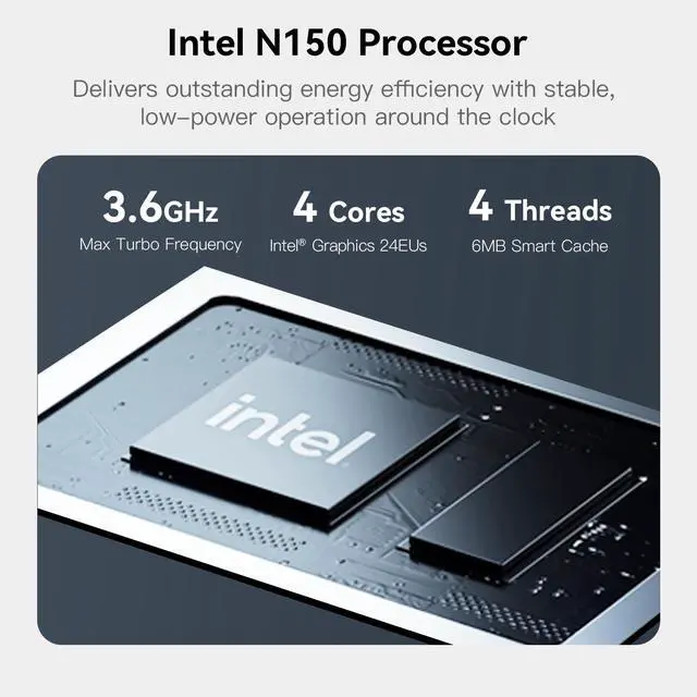 Alt view image 2 of 7 - Beelink Me Mini, Mini PC NAS, Intel N150 CPU, 12GB LPDDR5, 64GB eMMC, 6*M.2 PCIe3.0 SSD Slots(MAX 24TB), Dual 2.5G LAN/WiFi6/BT5.2/USB3.2/HDMI