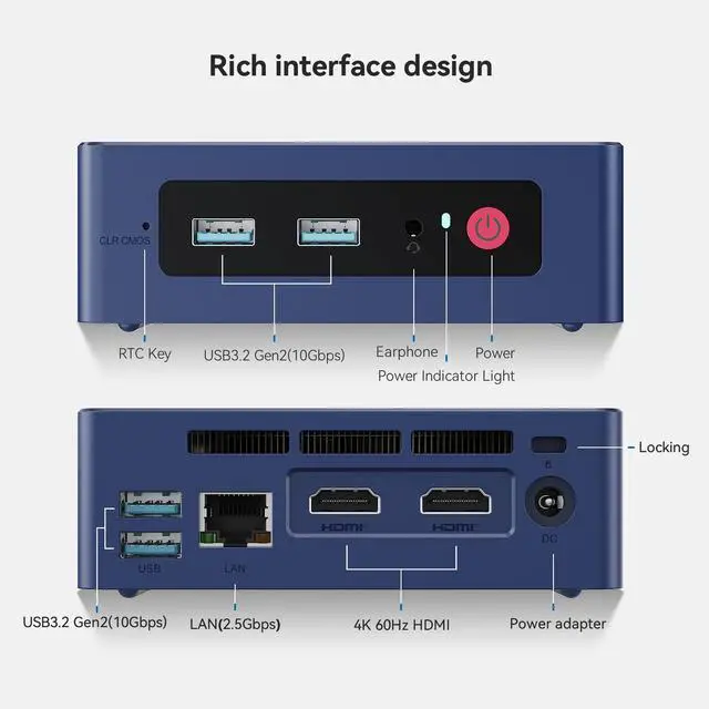 Alt view image 6 of 7 - Beelink Mini PC N150 Intel 13th Gen (up to 3.6GHz), Mini S13 16GB DDR4 RAM 512GB SSD, LAN 2.5G,WIFI 6,Bluetooth5.2,Support Dual Display/W11 Home