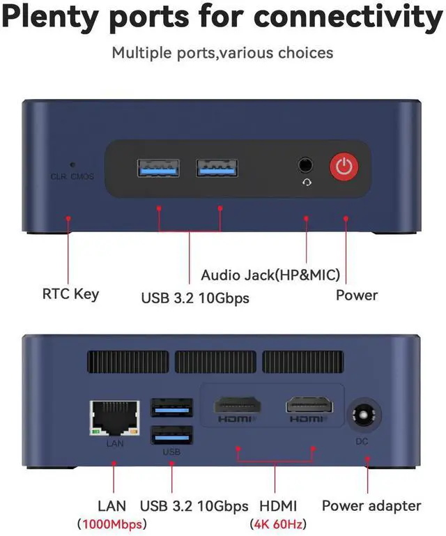 Alt view image 7 of 7 - Beelink Mini PC SER3 AMD Ryzen3 3200U,Office Mini Computer 16GB DDR4 RAM 500GB PCIE3.0X4 SSD,Dual Screen Display,Wifi5 Bluetooth 5,RJ45 1000M Ethernet