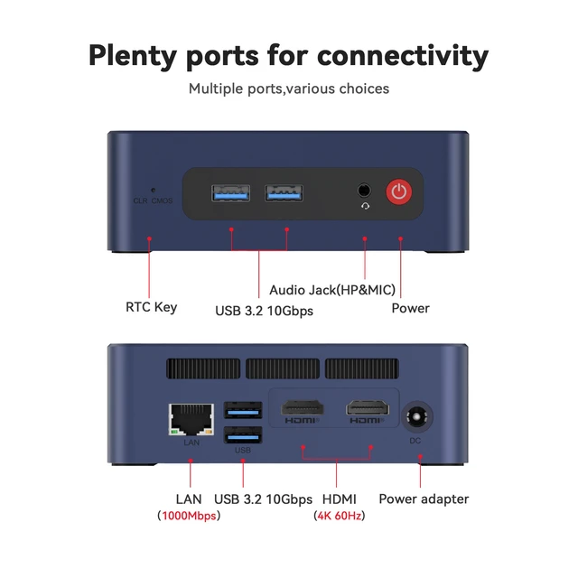 Alt view image 7 of 7 - Beelink Mini PC SER3 AMD Ryzen3 3200U,Office Mini Computer 8GB DDR4 RAM 256GB PCIE3.0X4 SSD,Dual Screen Display,Wifi5 Bluetooth 5,RJ45 1000M Ethernet