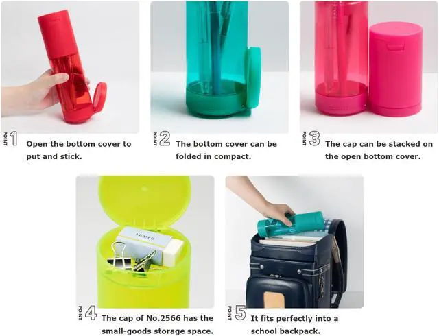 Alt view image 2 of 4 - King Jim Octotatsu Pencil Case Self Standable Non-falling Pencase Yellow