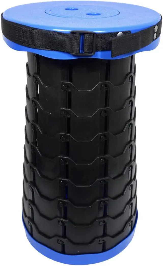 Alt view image 3 of 7 - BAKOD Retractable Folding Camping Stool, Portable Telescopic Stool Chair Lightweight Collapsible Stool for Camping, Fishing, Hiking, BBQ BLUE