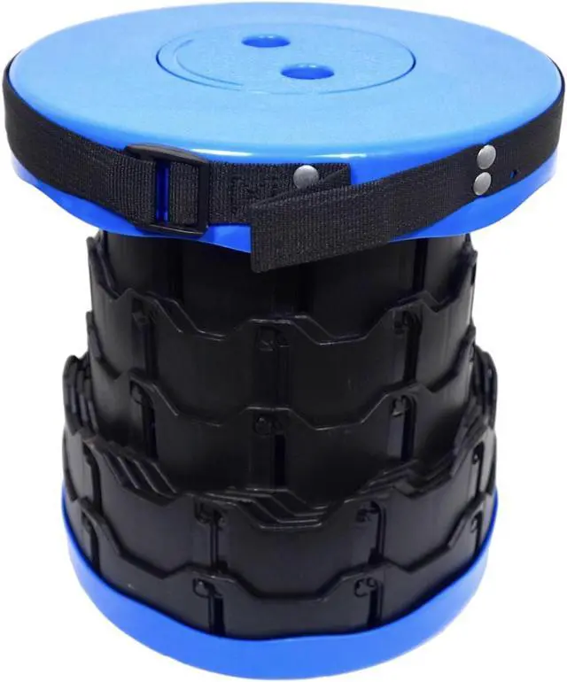 Alt view image 2 of 7 - BAKOD Retractable Folding Camping Stool, Portable Telescopic Stool Chair Lightweight Collapsible Stool for Camping, Fishing, Hiking, BBQ BLUE