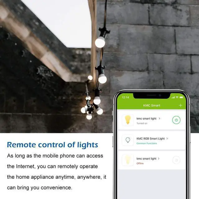 Alt view image 5 of 7 - KMC Smart LED Light Bulb, Warm Light, White Light, Dimmable, No Hub Required, Compatible with Alexa, Google Assistant and IFTTT, A19 E26 7.5W Equivalent 60W
