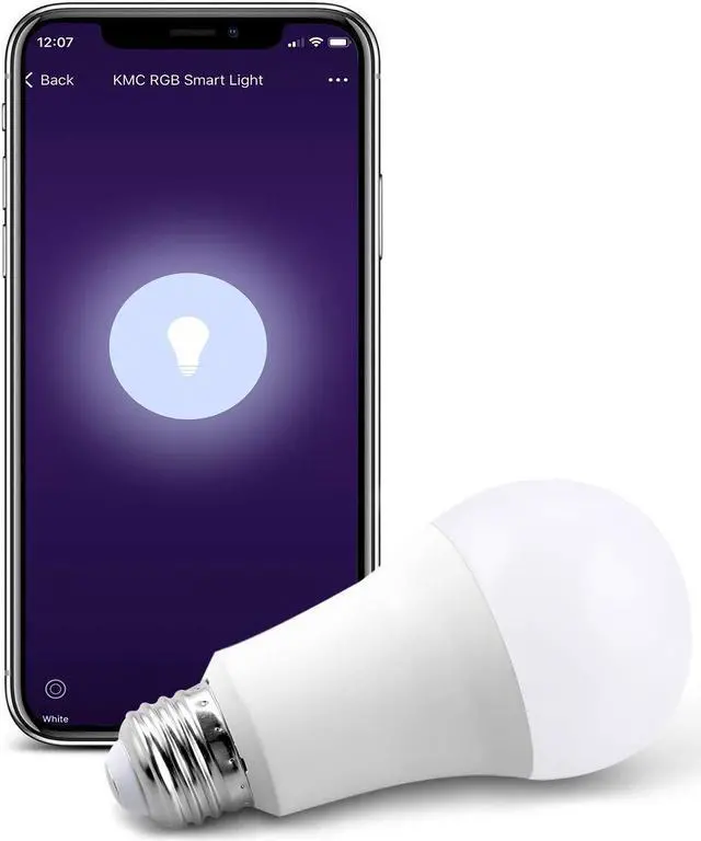 Main image of KMC Smart LED Light Bulb, Warm Light, White Light, Dimmable, No Hub Required, Compatible with Alexa, Google Assistant and IFTTT, A19 E26 7.5W Equivalent 60W